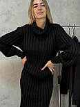 Пряме в'язане плаття міді в рубчик з коміром хомутом PLT (р. 42-46) 1035578, фото 2