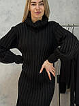 Пряме в'язане плаття міді в рубчик з коміром хомутом PLT (р. 42-46) 1035578, фото 7