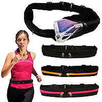 Сумка на пояс для бега (27х10 см, 17х10) Черная Go Runners Pocket Belt / Поясная спортивная сумка