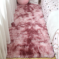 Прикроватный пушистый коврик травка 90×180 см антискользящий / Меховый ворсистый коврик Фиолетовый