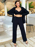Легкий жіночий костюм трійка (сорочка,топ,брюки) розмір : універсальний (s,m,l)