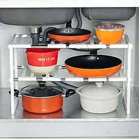 Кухонная полка для харнения посуды регулируемая 38-70 см KITCHEN RACK GS227