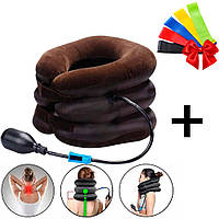 Надувная подушка для шеи ортопедический воротник TING PAI + Подарок Фитнес резинки для тренировок 5 шт