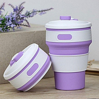Складная силиконовая термо-чашка Silicon Magic Cup 350 мл, Фиолетовая / Силиконовый стакан складной