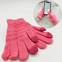 Детские зимние перчатки на 6-9 лет Touchs Gloves Розовые / Перчатки для сенсорных экранов