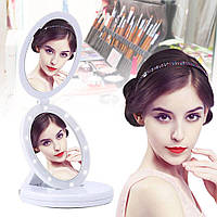 Складное зеркало для макияжа с LED подсветкой и USB Large Mirror ECLIPSE / Настольное круглое зеркало