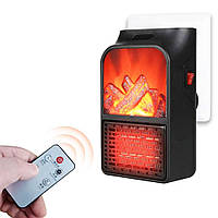 Портативный обогреватель с LCD экраном Flame Heater на 800 Вт с пультом W-012 / Электрообогреватель мини камин