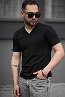 Мужская однотонная футболка черная, качественные базовые футболки для мужчин LOV