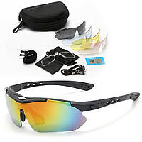 Тактические поляризованные очки c 5 линзами / Защитные очки для глаз / Спортивные очки / Велоочки