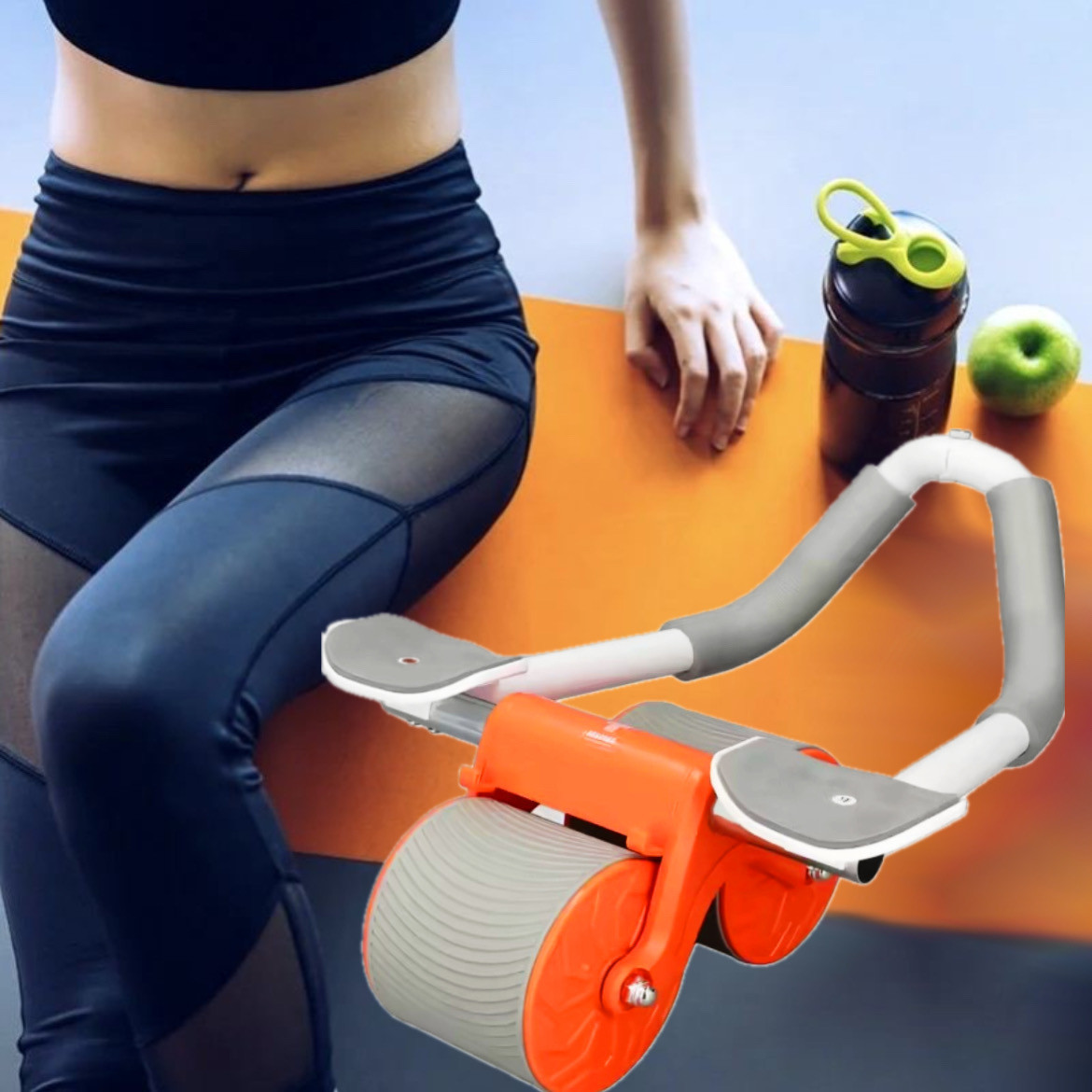Фітнес-тренажер для живота Abs Wheel Roller колесо ролик для преса з тримачем смартфона