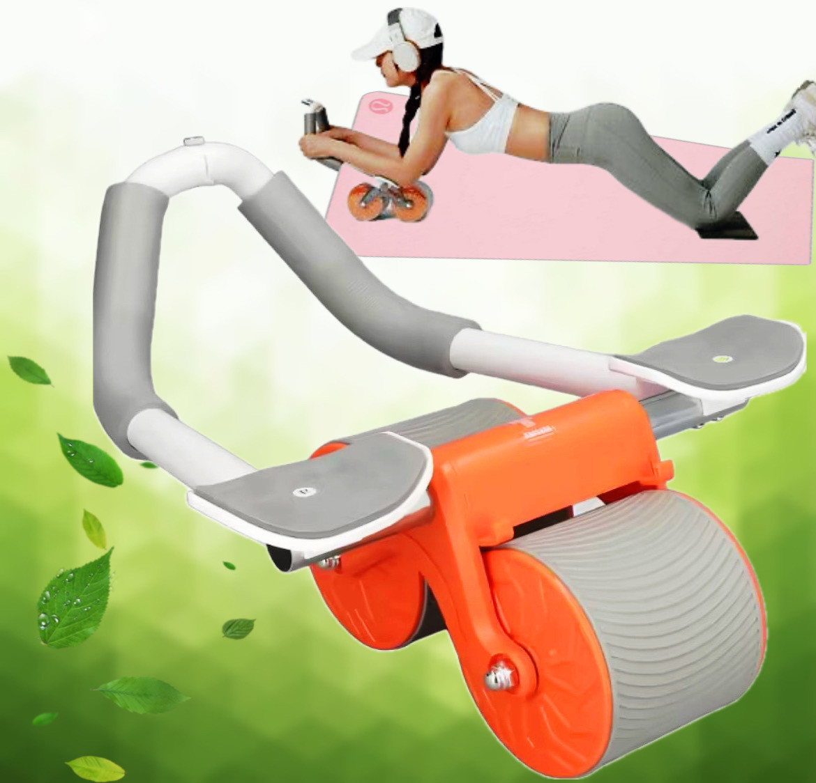 Фітнес-тренажер для живота Abs Wheel Roller колесо ролик для преса з тримачем смартфона