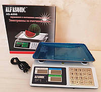 Весы торговые электронные на 55кг, Alfasonic - AS - AO99, чёрные, настольные,c металлическими кнопками