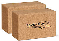 Блоки для йоги 2шт. PowerPlay PP_4006 з пробкового дерева Cork Yoga Block (пара) EXP