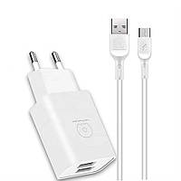 Сетевое зарядное устройство WUW T31, 2USB Lightning (2,4A) / Зарядной кабель для смартфона