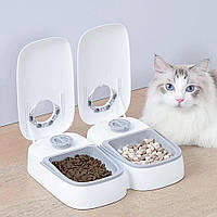 Автоматическая кормушка для животных MA-6, комплект 2 шт по 600 мл, Белая / Кормушка для кошек и собак
