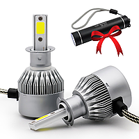 Комплект LED ламп C6-H7, 2 шт + Подарок Фонарь Bailong BL 517 / Светодиодные автолампы, 36W