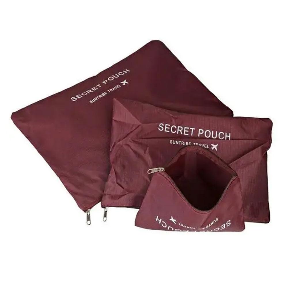 Набор дорожных органайзеров 6 шт Secret Pouch, Бордовый + Подарок Тушь для ресниц 4D Xpress Control - фото 3 - id-p2118418673