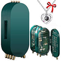 Шкатулка для хранения ювелирных украшений CX-9001, Зеленая + Подарок Кулон I Love you на 100 языках мира