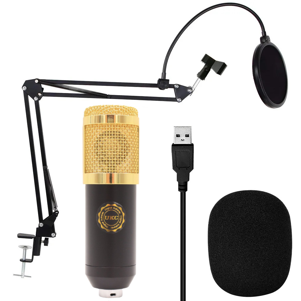 Студийный микрофон со стойкой и ветрозащитой M 800U / Профессиональный настольный микрофон для звукозаписи - фото 1 - id-p2118408601