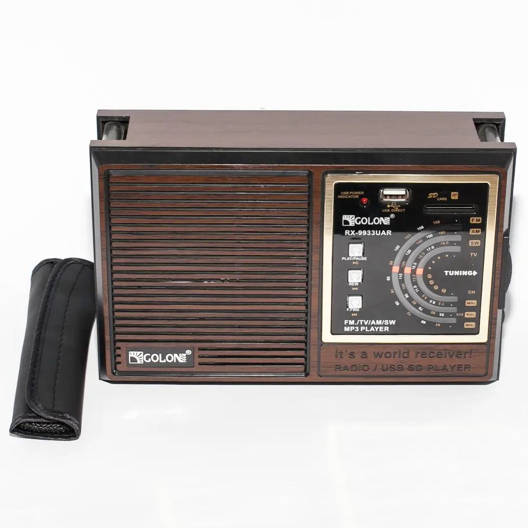 Ретро радиоприемник 3в1, с USB, FM/SW/AM, Golon RX-9933UAR / Портативное радио с аккумулятором/ Мощное радио - фото 2 - id-p2118398853