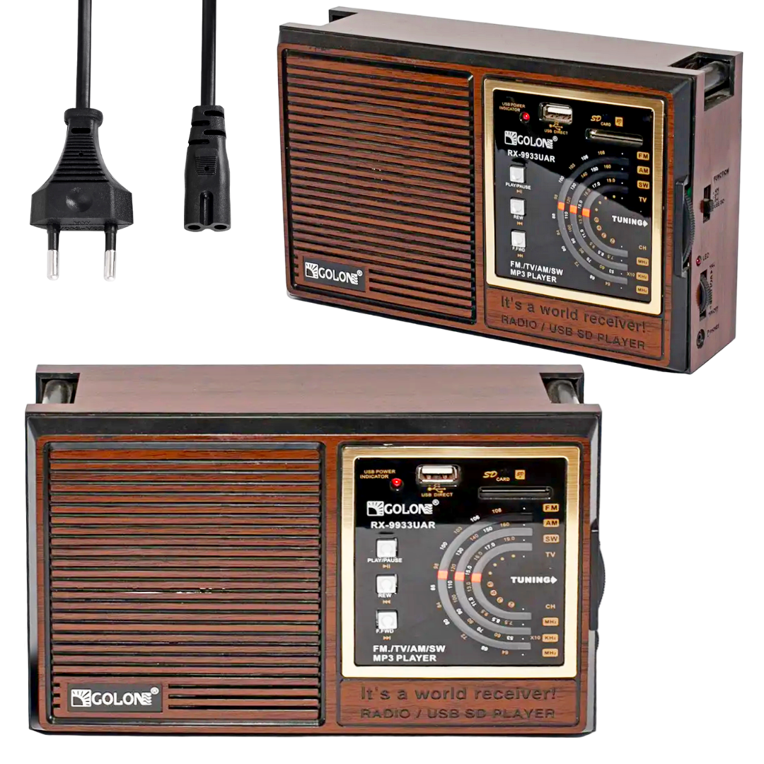 Ретро радиоприемник 3в1, с USB, FM/SW/AM, Golon RX-9933UAR / Портативное радио с аккумулятором/ Мощное радио - фото 3 - id-p2118398853