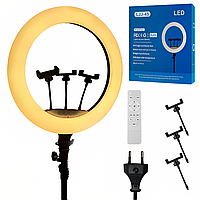 Кольцевая LED лампа 45см, LJJ45 с пультом / Светодиодная лампа для селфи и стимминга / Студийный свет