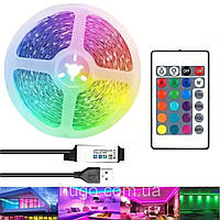 Светодиодная Led лента с Bluetooth, 5 м, USB, 5050 + пульт ДУ / Неоновая RGB гибкая лента