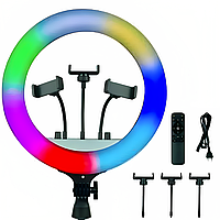 Кольцевая RGB LED лампа 36см, LJ36 с пультом / Студийный свет / Светодиодная лампа для селфи и стриминга