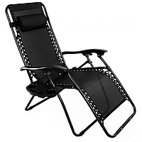 Шезлонг лежак Bonro СПА-167A, Черный / Раскладной стул для пляжа и отдыха / Раскладушка для дачи