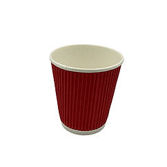 (122201) Стакан гофрований 270 мл. (червоний) 25шт/рук