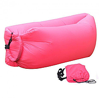 Надувной матрас (145х50х50 см) AIR SOFA CLOUD, Розовый / Шезлонг надувной / Пляжный диван-мешок / Ламзак