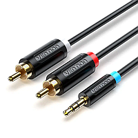 Кабель аудио Vention 3.5 mm to 2 RCA стерео разветвитель RCA Y 3 м Black (BCLBI)