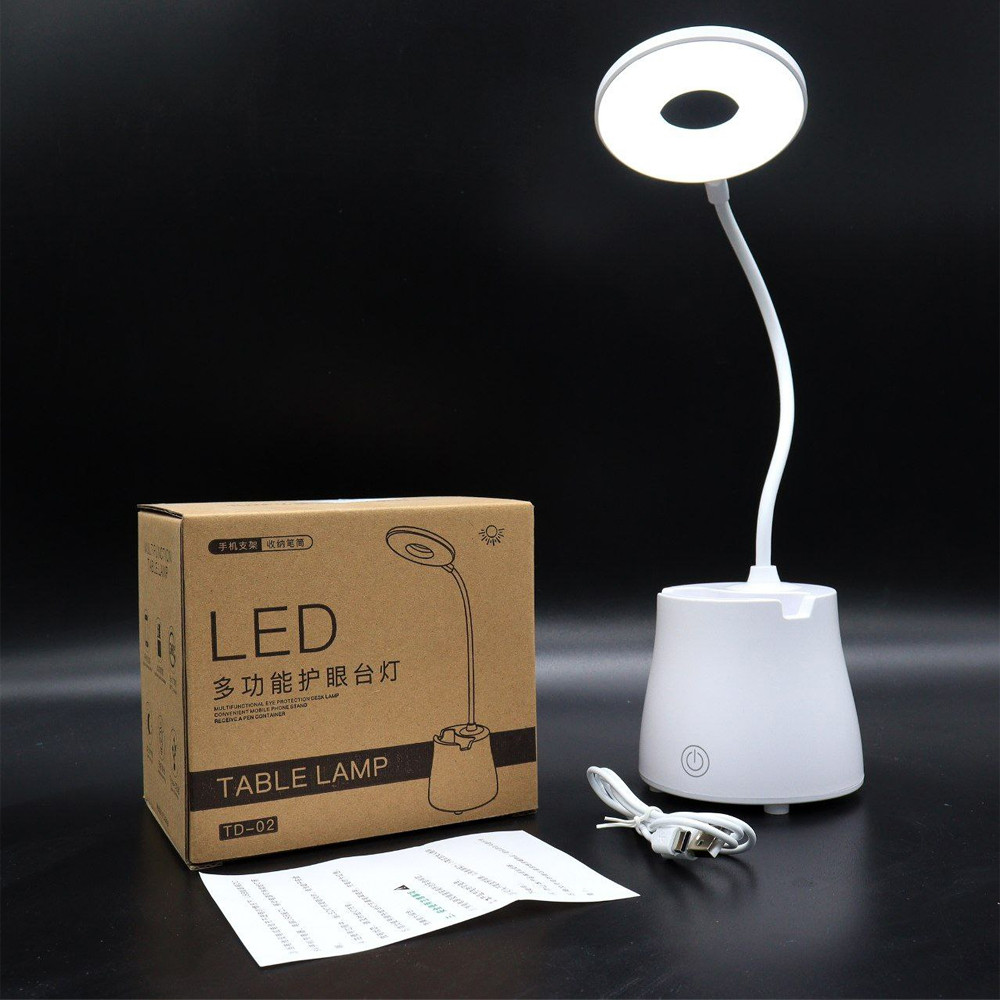 Настольная LED лампа 3в1, держатель для телефона, ручек, карандашей, с USB, TABLE LAMP TD-02/ Портативная лама - фото 10 - id-p2118399031