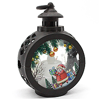 Новогодний декоративный мини светильник 12см, на батарейках NM7117, Черный / Фонарик свеча для декора