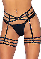 Leg Avenue Rhinestone garter straps OS Black FIL