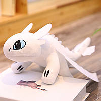 Іграшка на машину дракон Денна фурія із присоскою, Білий / М'яка плюшева іграшка беззубик / Іграшка дракон