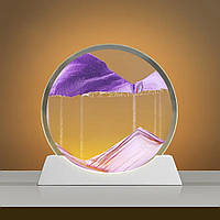 Настольная 3D лампа-картина "Песчаный пейзаж", от сети, Фиолетовый / Лампа песочные часы / Картина с