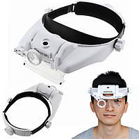 Бинокулярные налобные очки EL-81000S, с подсветкой / Увеличительные очки для пайки и ремонта / Очки-лупа