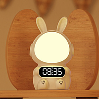 Детские часы с будильником и USB, Кролик Rabbit clock / Настольные часы с подсветкой / Детский ночник