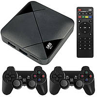 Игровая ТВ приставка M8 MINI с джойстиками / Игровая консоль для телевизора с встроенным эмулятором ретро игр