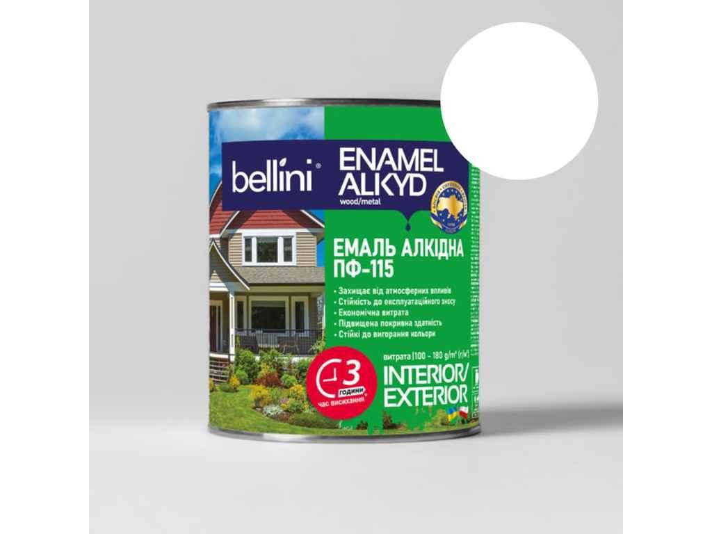 Емаль алкідна (фарба для металу та дерева) ПФ-115 Білий 0,9кг ТМ BELLINI BP, фото 1