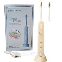 Электрическая зубная щетка HAPPY SHEEP HP-301, 5 режимов, 2 насадки /Аккумуляторная зубная щетка с подставкой
