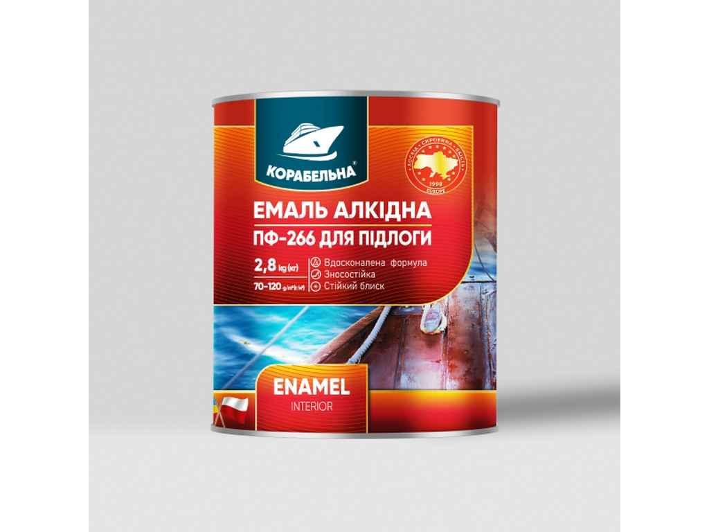 Емаль алкідна ПФ-266 Червоно-коричневий 2,8кг ТМ КОРАБЕЛЬНА, фото 1