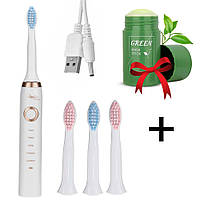 Электрическая зубная щетка Shuke + Подарок Глиняная маска / Аккумуляторная зубная щетка с 4-мя насадками