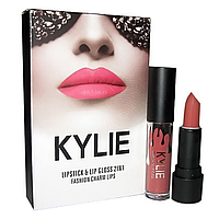 Набор 2в1 помада и блеск для губ, Kylie Lipstick Lip Gloss / Набор для макияжа губ / Губная помада + блеск