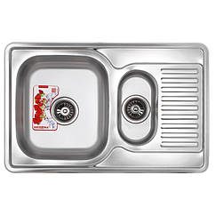 Мийка для кухні із нержавіючої сталі прямокутна ZERIX 780x500x180мм матова 0.8мм 73294 ZS0576