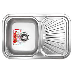 Мийка для кухні із нержавіючої сталі прямокутна ZERIX 750x490x180мм мікротекстура 0.8мм 73298 ZS0575
