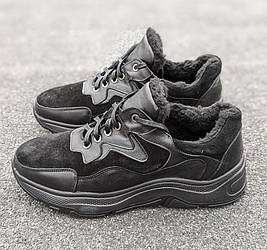 STTOPA зима Розмір 41. Кросівки великих розмірів шкіряні. 135-4045-1 Чорні