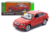 Машина металлическая 68250A "Автопром" 1:24 "BMW X6" 2 цвета, на батарейках, свет, звук, открываются