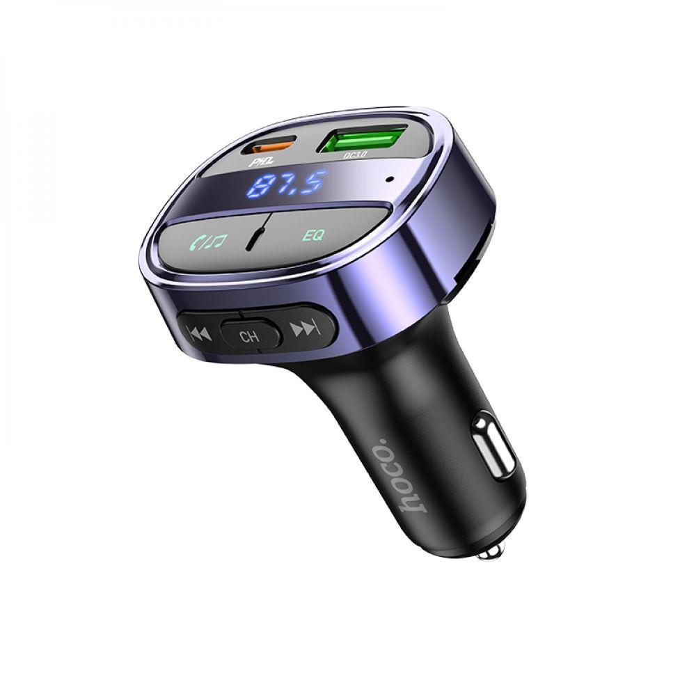 Модулятор Hoco E70 PD30W+QC3.0 car BT FM transmitter Цвет Синий - фото 2 - id-p2118503313